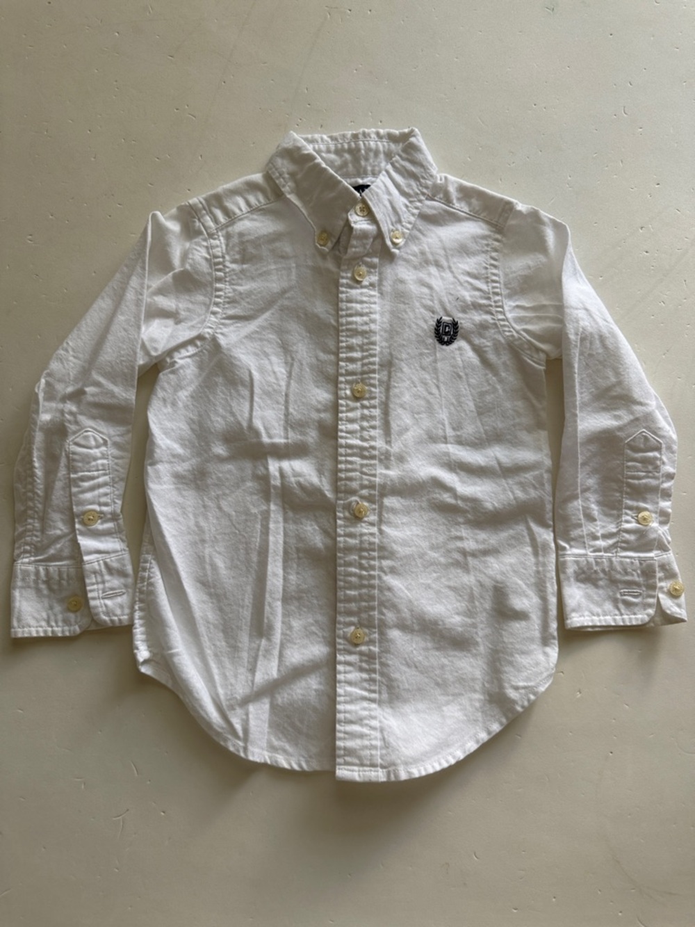 Chaps Classic White Button-Down Shirt Boys 3T Embroidered Logo